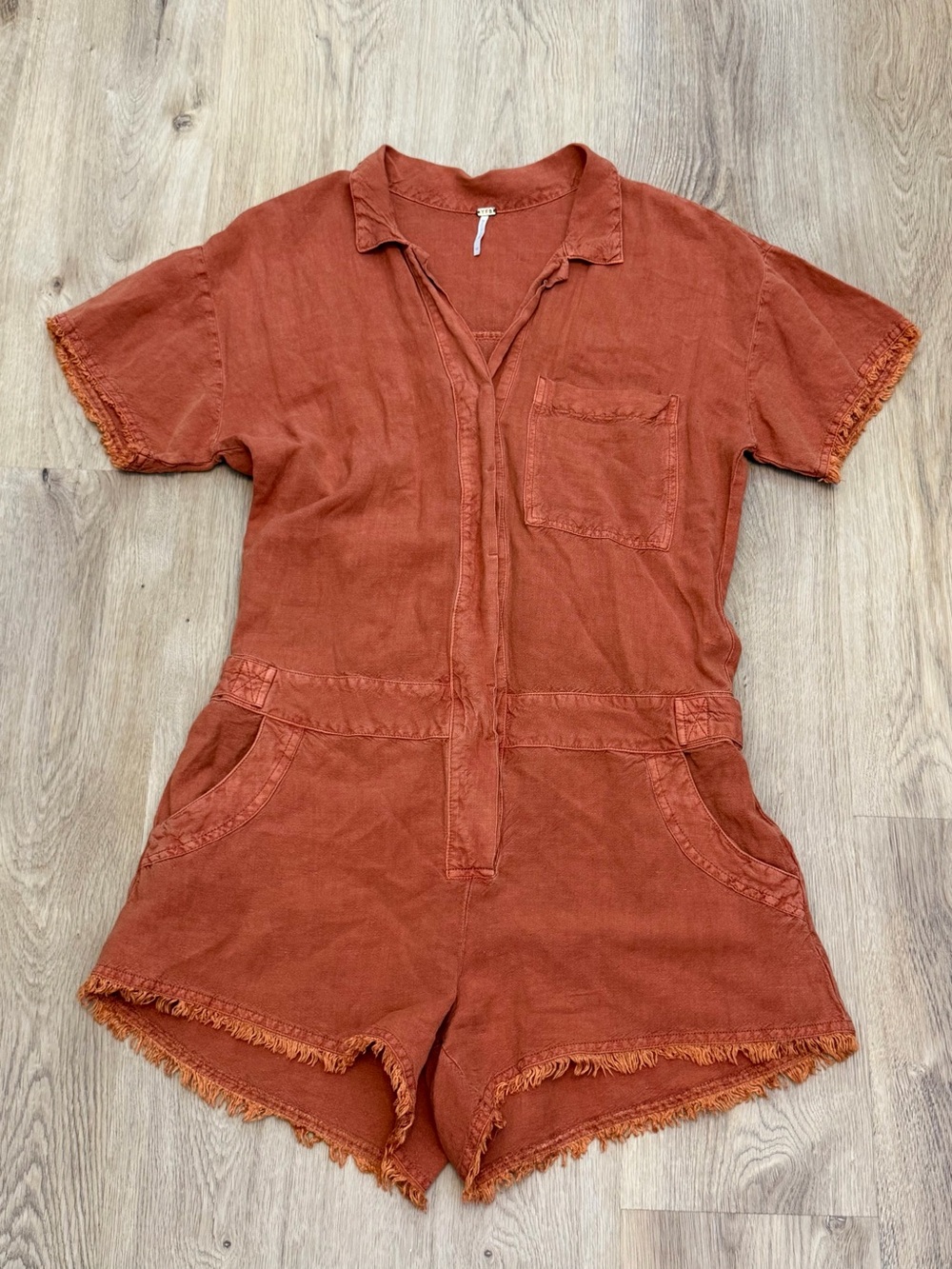 YFB Paprika Raw Hem Romper